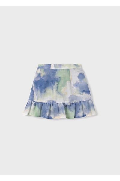 MAYORAL Girl's Linen Skirt Patterned Blue