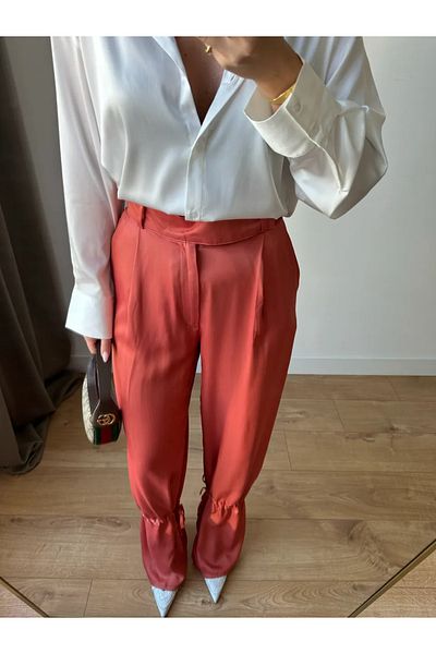Laluvia Satinhose mit gefliestem Bein und Bindedetail