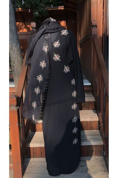 GLADNESS Custom Made Embroidered Prayer Dress Set Black