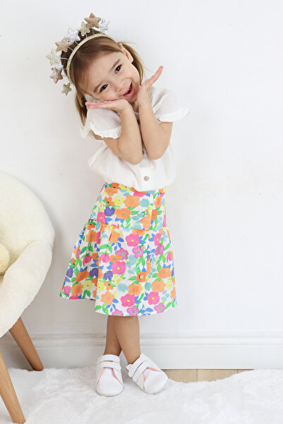 Harika KIDS Kız Çocuk Gömlek-Etek Çiçekli Takım