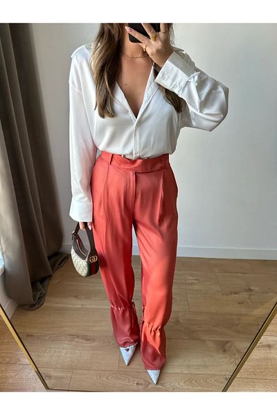 Laluvia Satinhose mit gefliestem Bein und Bindedetail