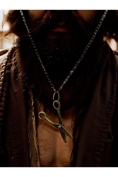 whocares Unisex Antique Colored Chain Necklace - Hairdresser Scissors Symbol, High Quality