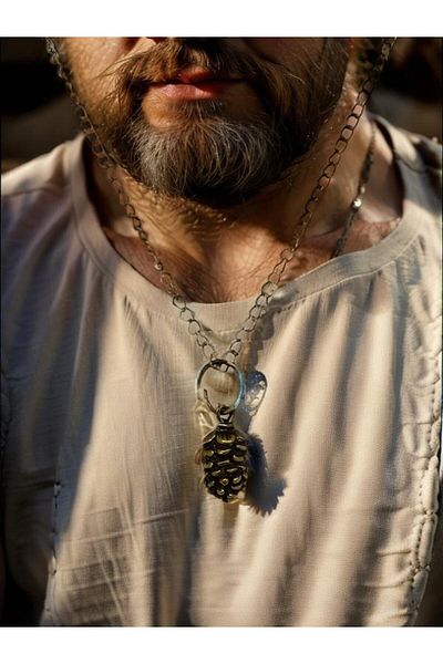 whocares Unisex Antique Colored Necklace with Chain and Cone Symbol