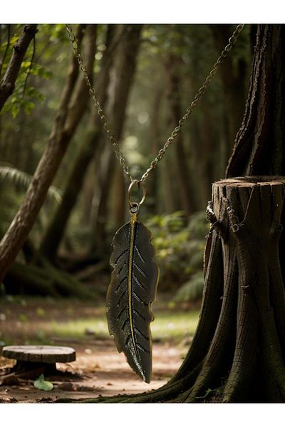 whocares Long Leaf Symbol Unisex Chain Necklace - Antique Color Quality
