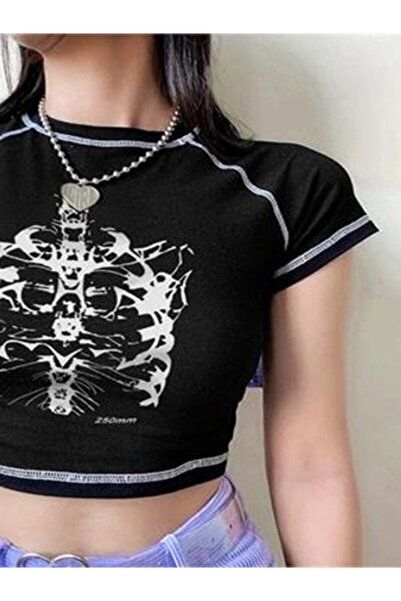 GOSSİP TEAM Γυναικείο μπλουζάκι με κουκούλα Anime Harajuku Fashion Agnong Resuct Half