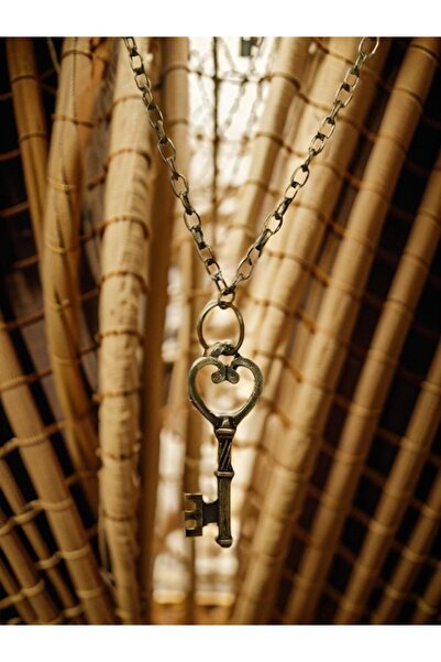 whocares قلادة سلسلة عالية الجودة ذات لون عتيق للجنسين - رمز المفتاح