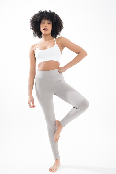 Comm-Ci Arden Light Gray Regular Waist Organic Cotton Long Sports Leggings