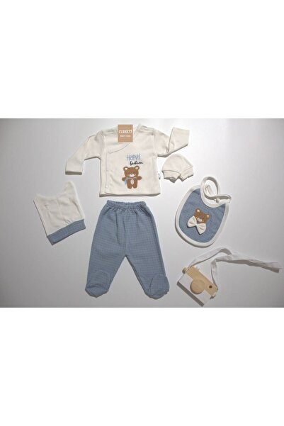 minibird baby طقم بدلة أطفال عضوية مكونة من 5 قطع مطرزة على شكل دب صغير من Mİ...