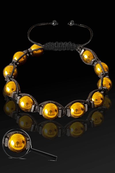 Tesbih Atölyesi Real Gold Hematite Stone Bracelet - Certified and Adjusted