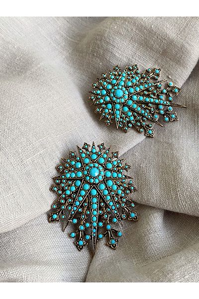FAYRA ACCESSORIES Turquoise Jewelled Polar Star Earrings