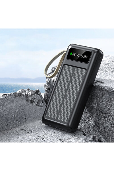 ROBEVE 20000 Mah Powerbank Göstergeli Powerbank Solar Powerbank Güneş Enerjil...