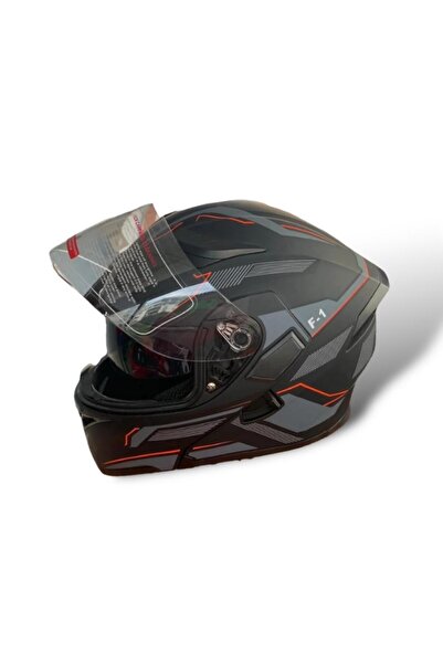 Universal Jk 902 Mat Siyah-orange Güneş Vizörlü Çene Açılır Kask