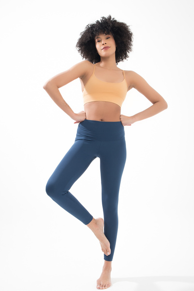 Comm-Ci Дълги спортни клинове с висока талия, тъмносин Slim Fit Eden