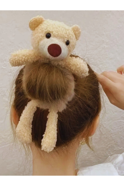 Nisankids مشبك تيدي بير مطاطي مفصل للنساء والفتيات من القطيفة باللون البني ال...