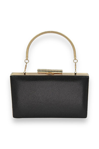 Biçanta Geantă elegantă de seară din material satinat lucios, culoare neagră,...