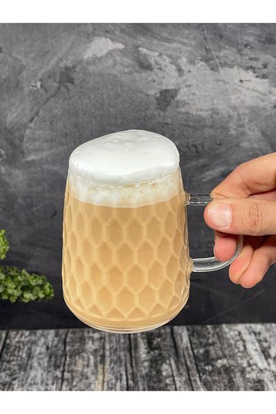 YzHome Damla Model 2-Piece Borosilicate Glass Cup with Handle