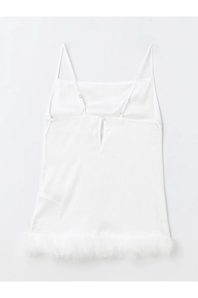 LC Waikiki Γυναικείο νυχτικό LCW DREAM Ecru U-Neck Απλό Σατέν