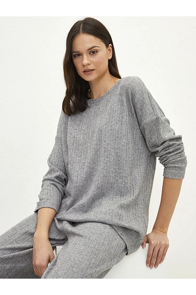 LC Waikiki Dámské pyžamo s dlouhým rukávem LCW DREAM Crew Neck Neck