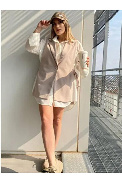 BERNEO Жіночий жилет з розрізом збоку та деталями у вигляді застібок