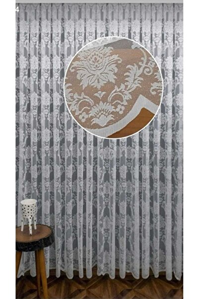 Nish Perde Örme Tül Perde Damask Desen Sık Pile