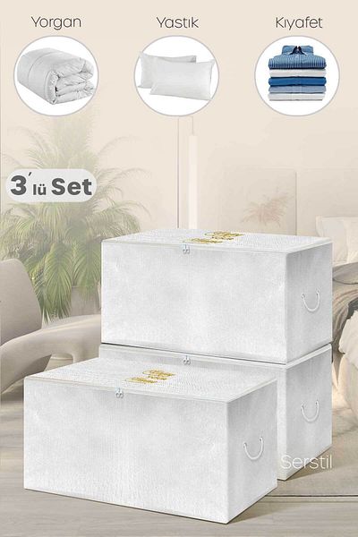Serstil 3 Pieces - Large Size White Storage Bag - 74 x 46 x 46 cm