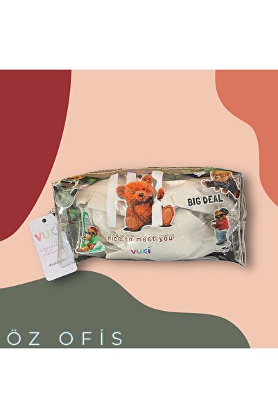 ÖZ OFİS AYICIK DESENLİ ŞEFFAF KALEMLİK