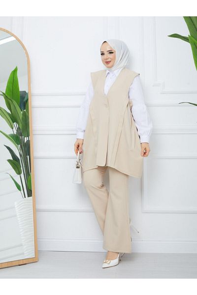 BERNEO Women's Hijab Side Pleated 3-Piece Set