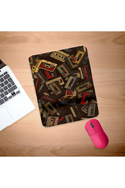 UcuruStore Pad pentru mouse cu model casete vechi și suport pentru încheietur...