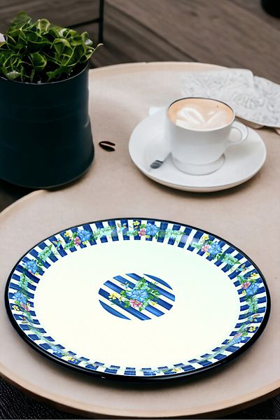 İnci Emaye No 40 Enamel Tray Tableware, Food Presentation Tray, Floor Table Zinc ~38 cm
