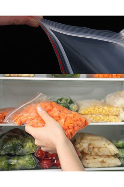 Merpak Ambalaj Kilitli Torba 19x25 Cm 100'lü Kilitli Buzdolabı Poşeti Şeffaf Kilitli Poşet Kilitli Saklama Poşeti