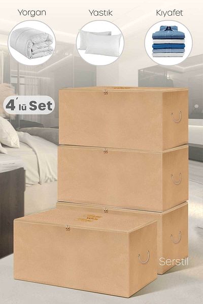 Serstil 4 броя - среден размер кафява чанта за съхранение 63 x 40 x 34 см
