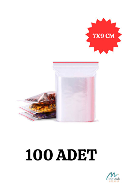 Merpak Ambalaj Kilitli Torba 7x9 Cm 100'lü Kilitli Buzdolabı Poşeti Şeffaf Kilitli Poşet Kilitli Saklama Poşeti