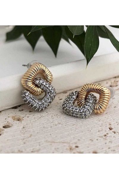sakura aksesuar ZIRCON STONE 2 COLOR VIP EARRING