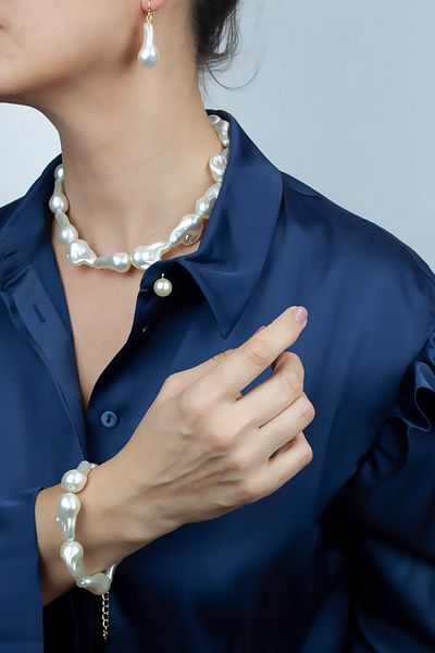 Pridza Baroque Pearl Necklace Bracelet Earrings Set