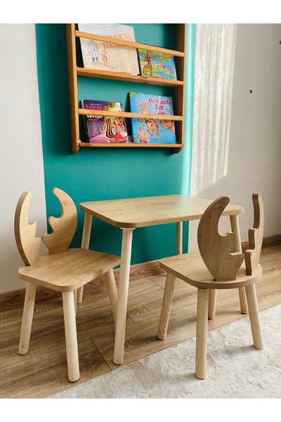 Adenwoodart Montessori Aktivite Ve Etkinlik Yaz - Sil Oyun Masa Sandalye 1 Masa 2 Sandalye Geyik Kulak