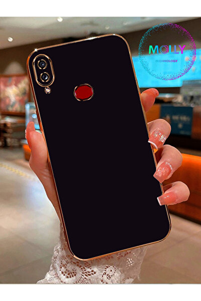 Molly Samsung Galaxy A10s İçin Derin Mor Kenarları Gold Detaylı Lüks Silikon ...