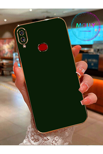 Molly Technology Samsung Galaxy A10s İçin Koyu Yeşil Kenarları Gold Detaylı L...