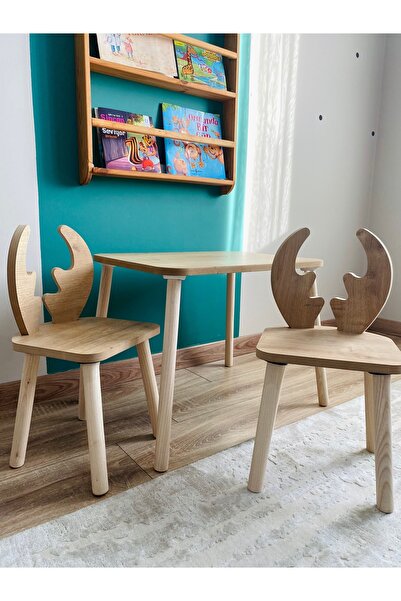 Adenwoodart Montessori Aktivite Ve Etkinlik Yaz - Sil Oyun Masa Sandalye 1 Masa 2 Sandalye Geyik Kulak