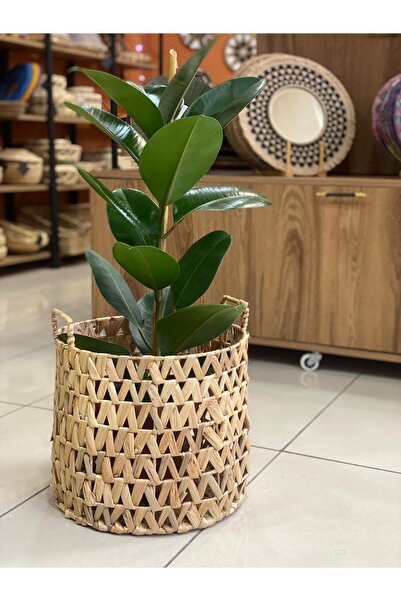 Toprak Design Bohem 35 cm çapnda Su sümbülü saksı, Hasır, Bambu Saksı, Çiçekl...