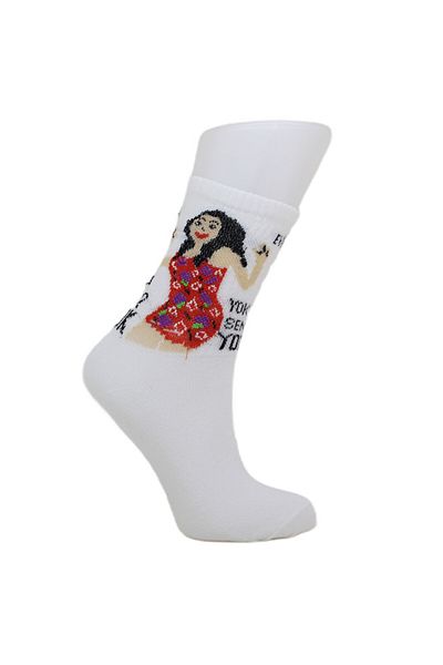 LOOKSOCKS Look Socks Dilber Home Isn'T a Barkin Character Patterned White College Socks