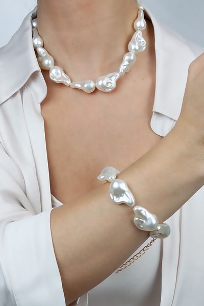 Pridza Baroque Pearl Necklace Bracelet Set