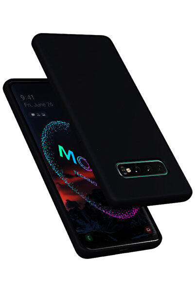 Molly Samsung Galaxy S10 PLUS İçin Siyah Liquid İçi Kadife Silikon Kılıf