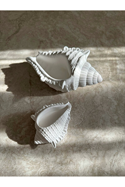 Bautinq Store Deniz Kabuğu İstiridye Şeklinde 2 li Dekoratif Tabak, Takı Tabağı
