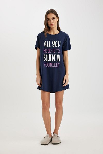DeFacto Fall in Love Crew Neck Short Sleeve Nightgown B6191AX24SP