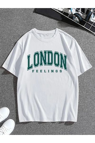 Josette Μπλουζάκι London Feelings - Λευκό εμπριμέ κοντό μανίκι με λαιμόκοψη