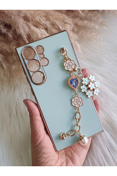 Aksesuarda Moda Samsung S24 ULTRA Uyumlu Çiçekli Taşlı İncili El Geçmeli Laze...