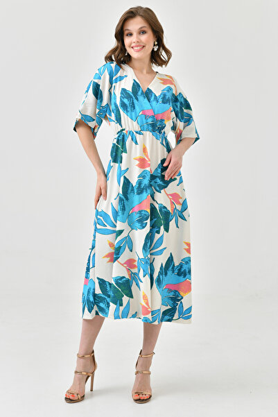 lovebox Жіноча сукня з кружевом на комірі, еластичним поясом і рукавами-крила...