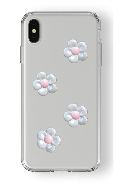 Multitronic حافظة شفافة مطبوعة بتصميم زهرة بيضاء متوافقة مع هاتف Iphone Xs Max