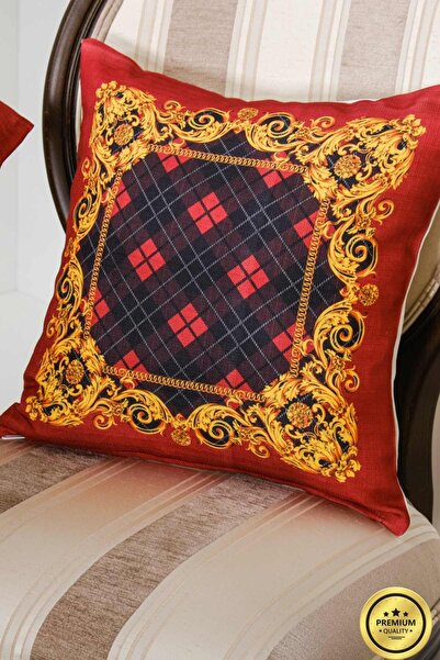 Finezza Κάλυμμα μαξιλαριού Belize με τύπωμα υφασμάτινο κόκκινο με μαύρο 45x45...