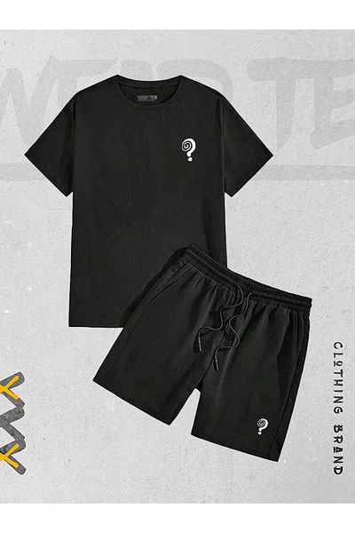 WEARTEX New Season 2-Piece Question Printed Shorts T-shirt Set